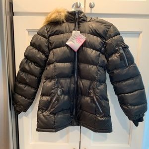 NWT Justice black size 8 hooded puffer jacket